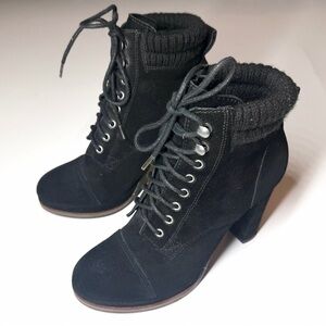 DV Dolce Vita Women’s Black Suede Leather High Heel Lace Ankle Boots Size- 6.5